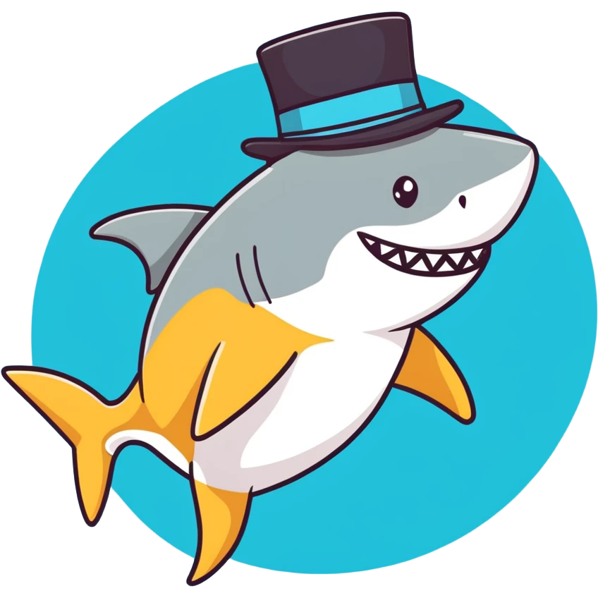 Shark with a top hat emoji