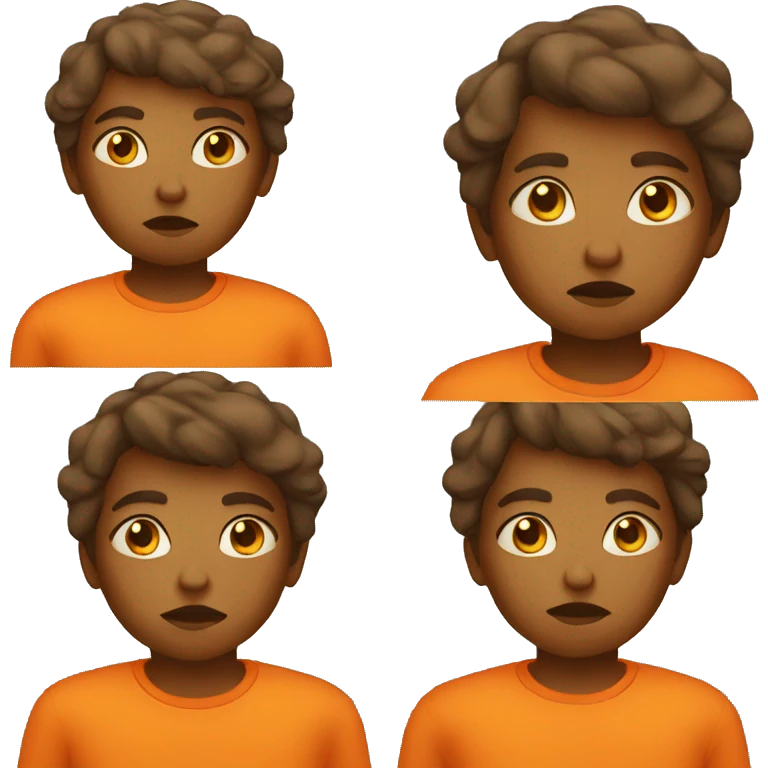 sad child in a bright orange clothes emoji