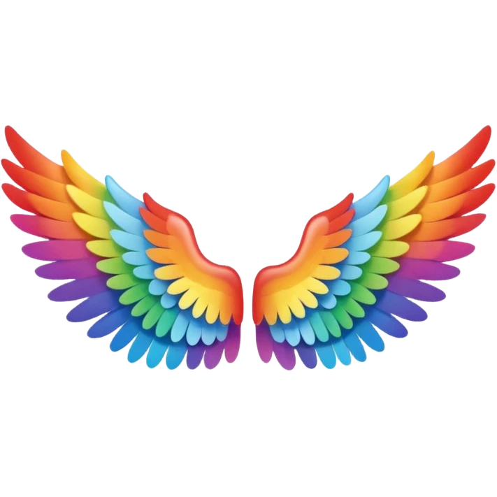 Simple tiny rainbow angel wings. Simple cute small left and right rainbow angel wings. Only wings. emoji