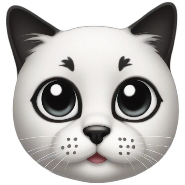 Black and white cat with black nose emoji