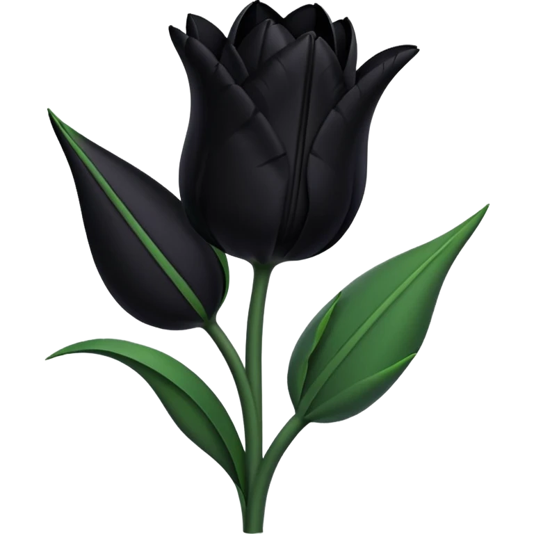 single goth tulip with black petals and dark green stem emoji