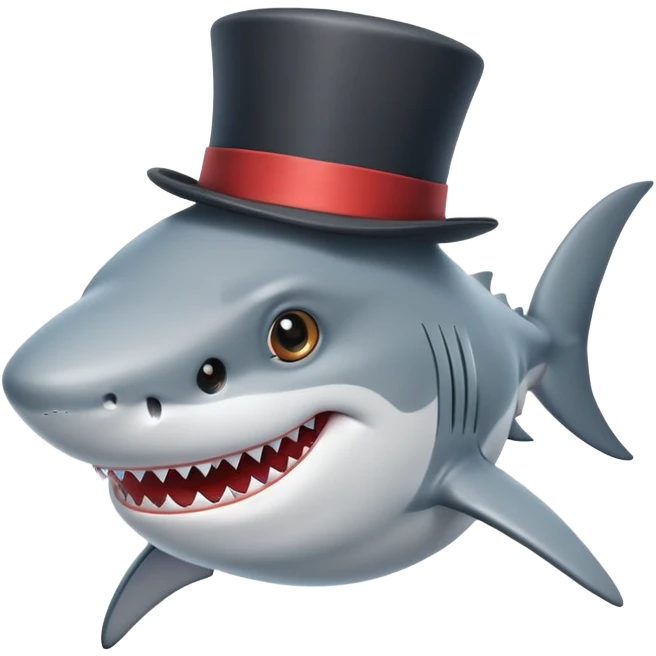 Shark with a top hat emoji