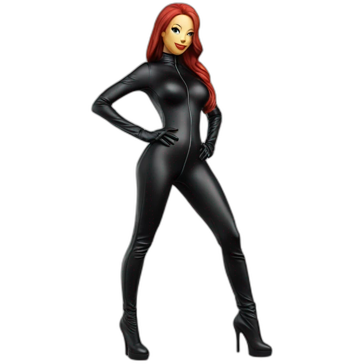 Bianca Beauchamp hyperréalisme in catsuit full body emoji