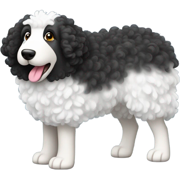 Black and white curly haired sheep dog emoji