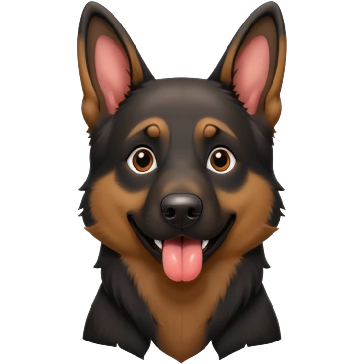 cartoon style dark German Shepherd dog with its tongue hanging out long emoji