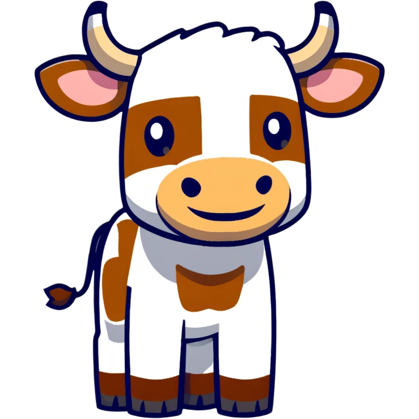 square-shaped brown Minecraft cow emoji
