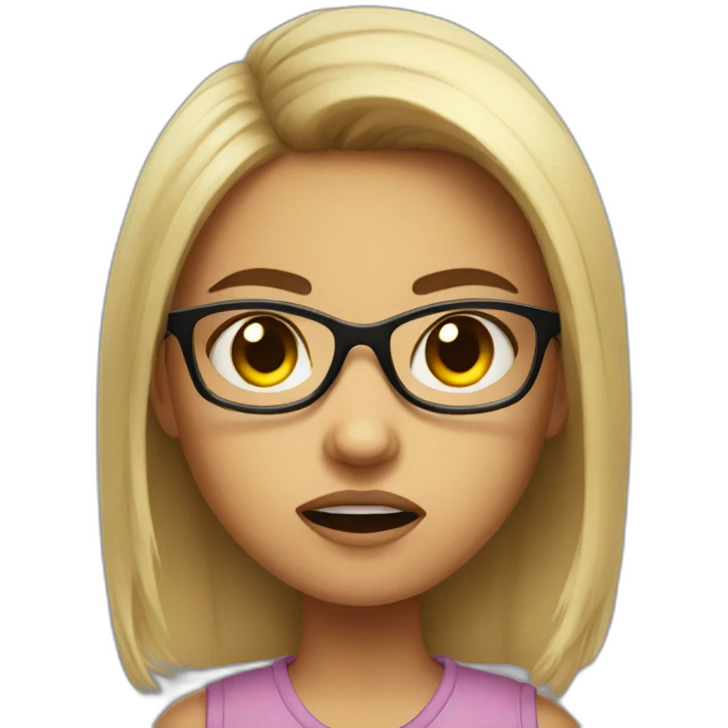 a cute girl with specs angry emoji