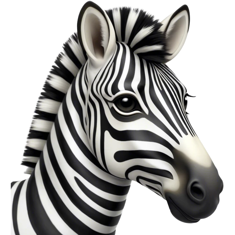 Cinematic Noble Zebra Portrait Emoji, Poised and regal, with a lean, elegant build, a long, graceful equine snout and striking fur of bold black and white stripes, deep-set soulful piercing eyes, Simplified yet sharp and sophisticated features, highly detailed, glowing with a soft, dignified glow, high shine, intelligent and graceful, stylized with an air of savannah chic, focused and attentive, soft glowing outline, capturing the essence of a watchful and confident equine that feels as though it could gallop out of the screen with effortless authority! emoji