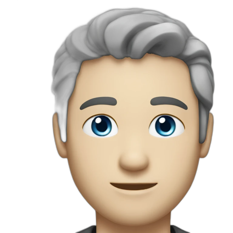 man, blue eyes, 30 years old, white skin, black hair, blazer with t-shirt, good looking emoji