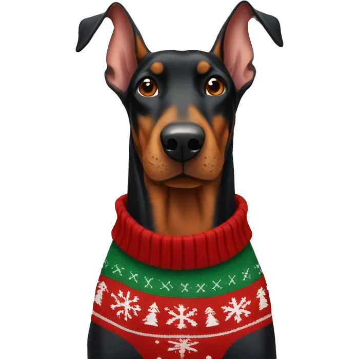 doberman with christmas sweater  emoji
