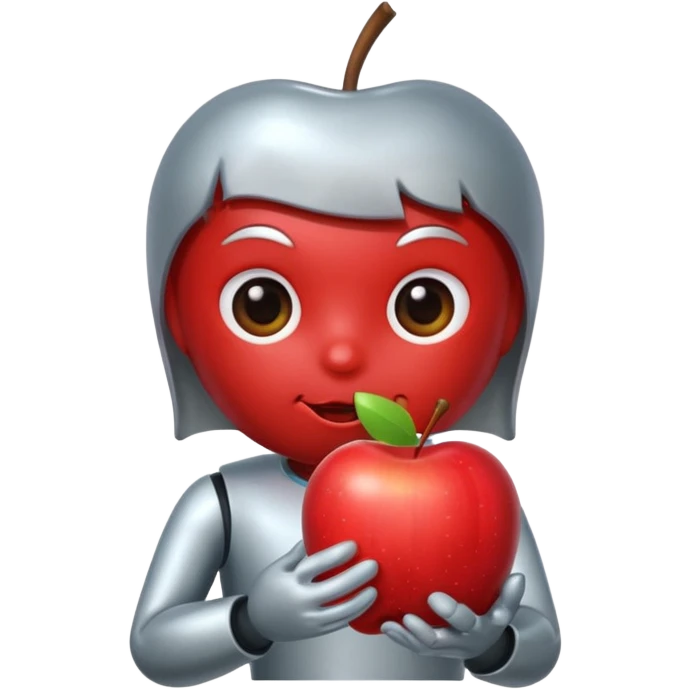 android eating apple emoji