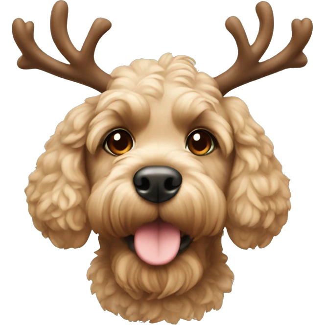 cockapoo with reindeer antlers emoji