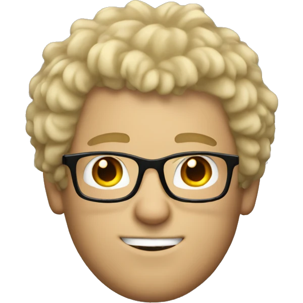 white man with blonde shaggy hair, nerdy glasses  emoji