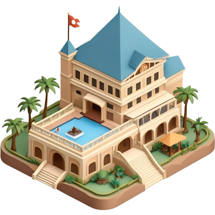 Isometric exterior Walt Disney World Animal Kingdom safari resort hotel, dollhouse style 3D realistic  emoji