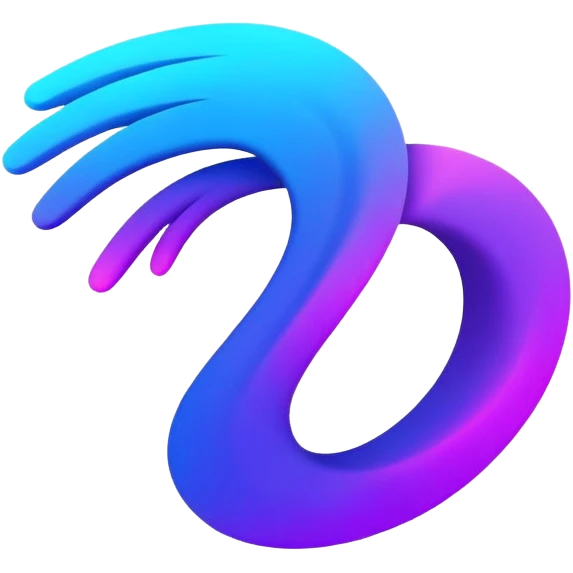 A futuristic abstract logo with curved dynamic lines resembling a subtle hand motion, glowing neon gradients, minimal and modern emoji