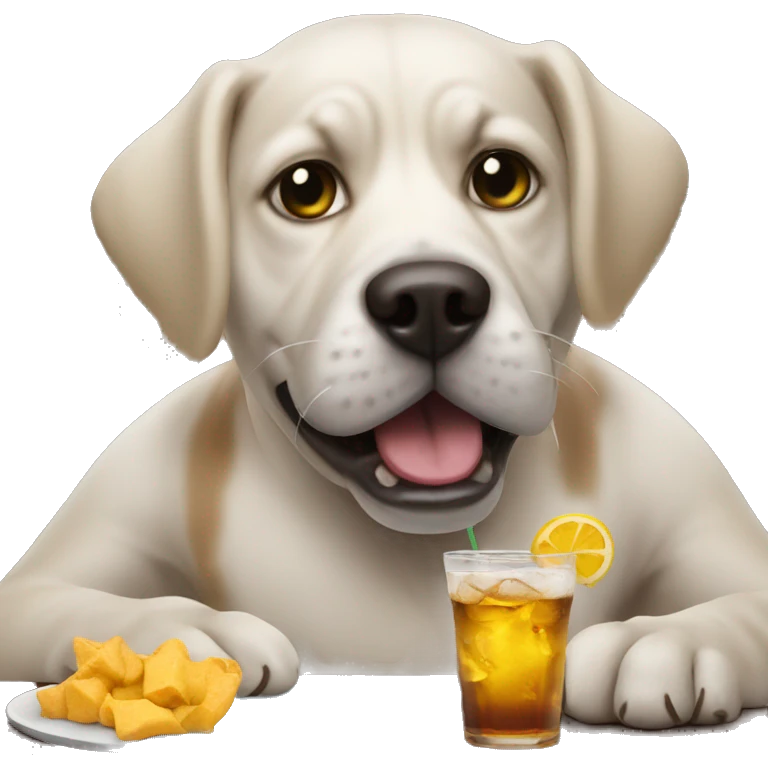 Funny meme dog with drink emoji