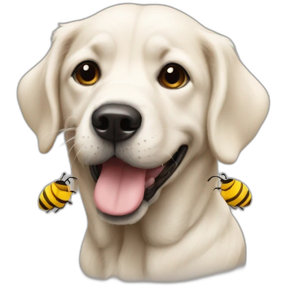 un chien qui marche ur une abeille emoji