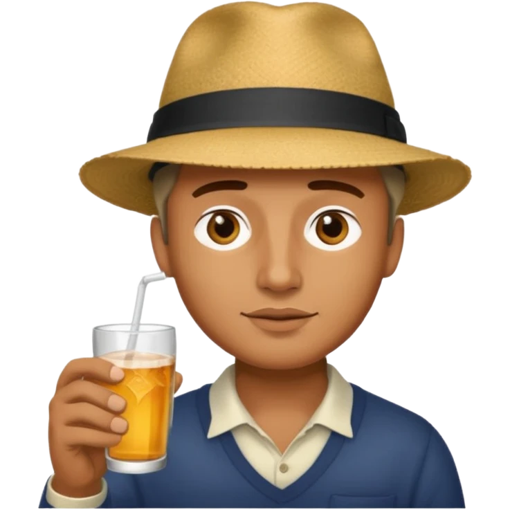 guy with hat and drink, no glasses emoji
