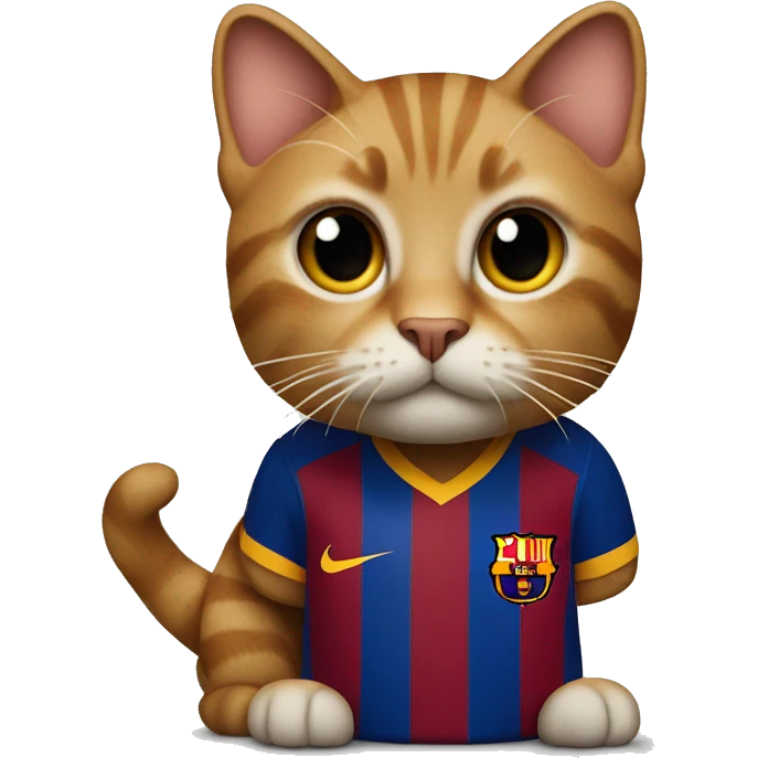 cat wearing a barcelona fc jersey emoji