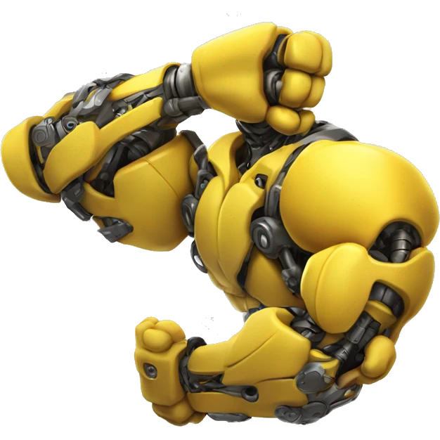 Yellow mechanical cyborg bicep that’s flexing emoji