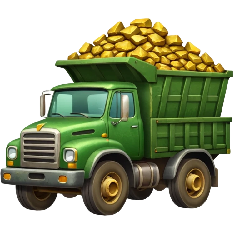 green truck with gold ore emoji