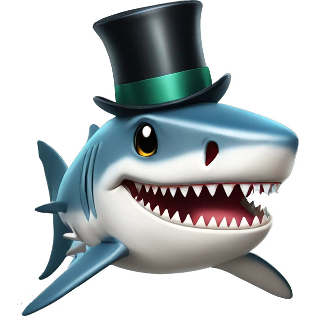 Shark with a top hat emoji