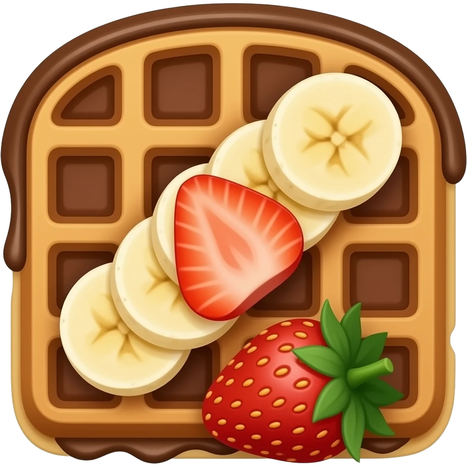 Chocolate and banana and strawberry toaster waffle emoji