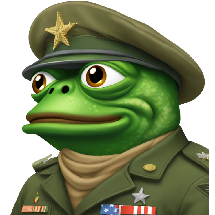 pepe wearing a military outfit emoji