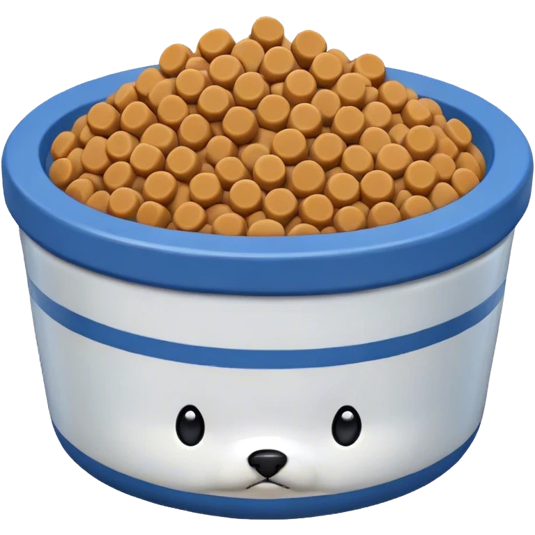 Cute pixel art pet food bowl with white kibble piled on top of it emoji