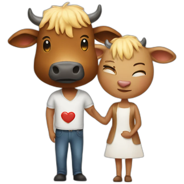 Shit and cow fall in love emoji