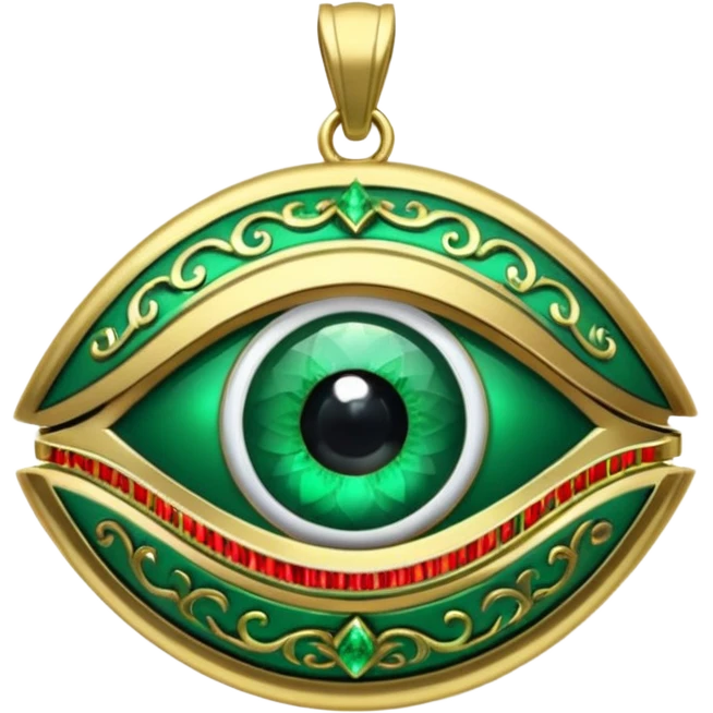 Eye shaped green locket  emoji