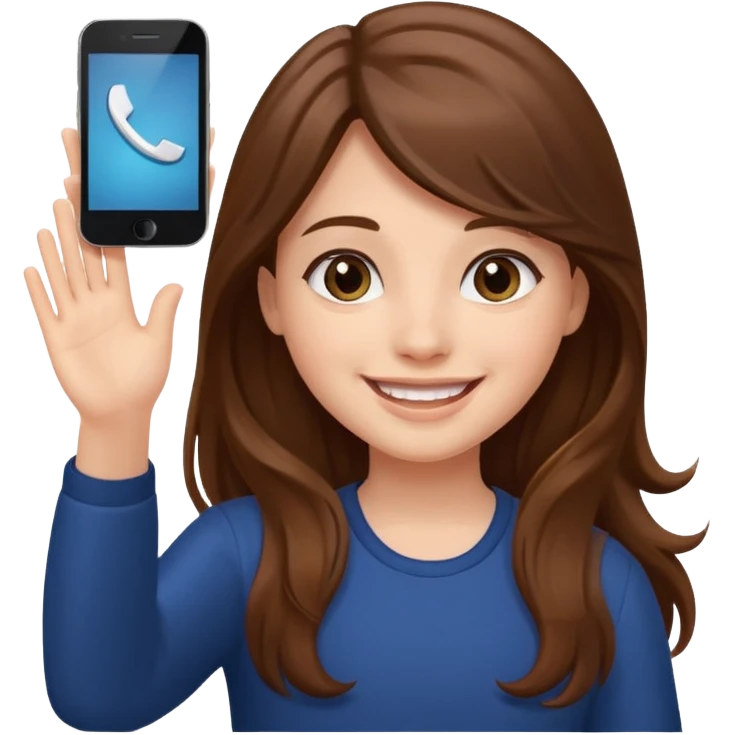 Girls saying bye with a phone on her hand  emoji