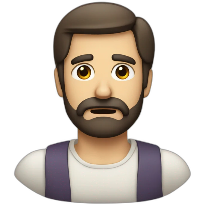 a man with small  dark moustache and beard disgusted frowning face emoji