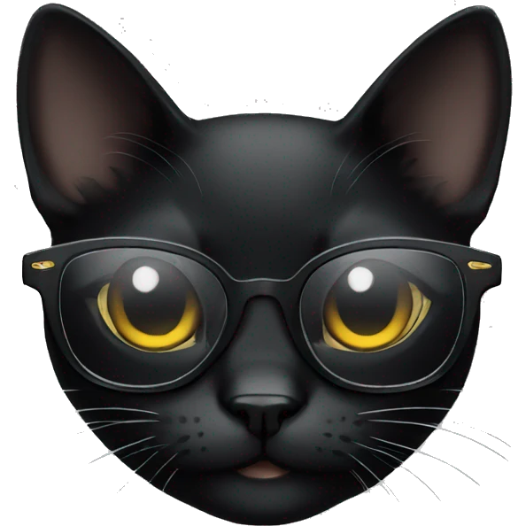 Black cat with glasses emoji