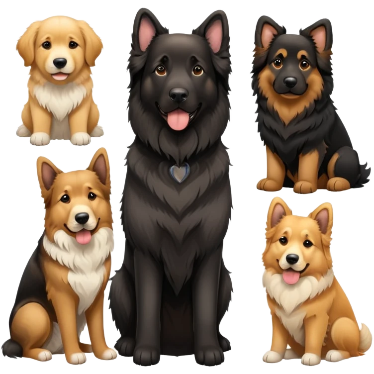 Landseer Newfoundland, golden retriever and German shepherd  emoji