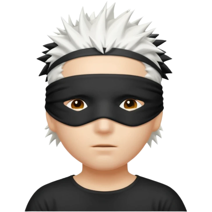 A person with white hair which is standing upward and blindfolded emoji