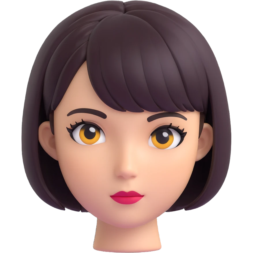 charming alt-girl face, bob haircut, visible eyeliner makeup, only head and hair, no neck, extra cute, 3D emoji style emoji