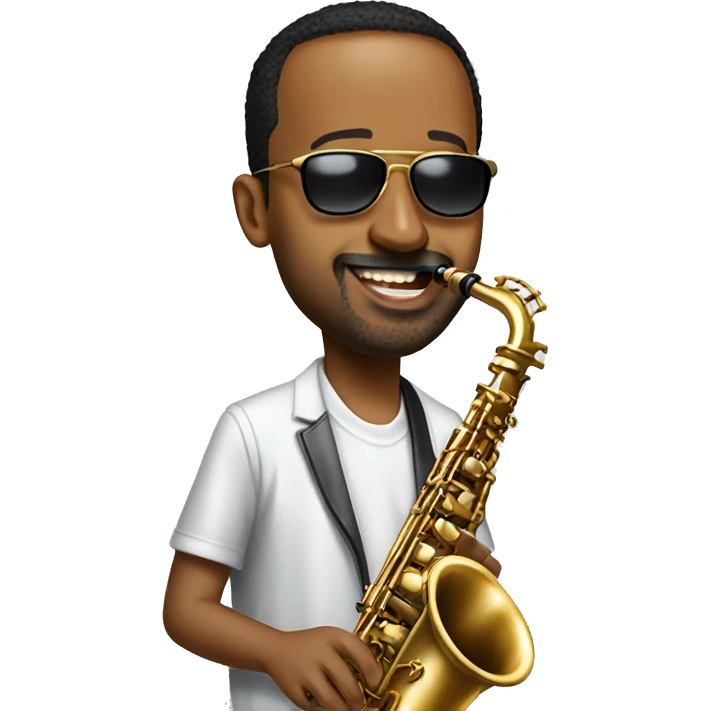 abiy ahmed playing saxophone with sunglasses  emoji