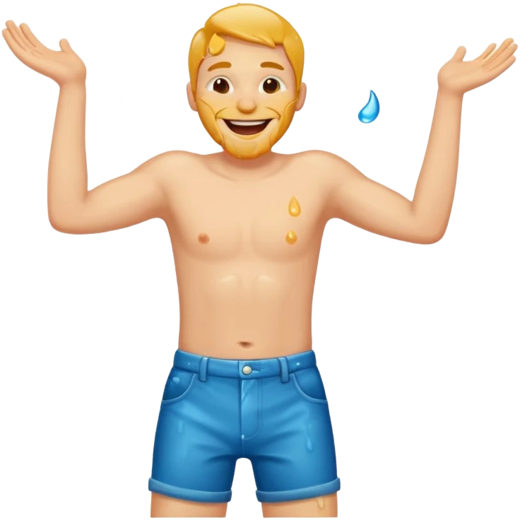 Man with wet spot on pants laughing emoji