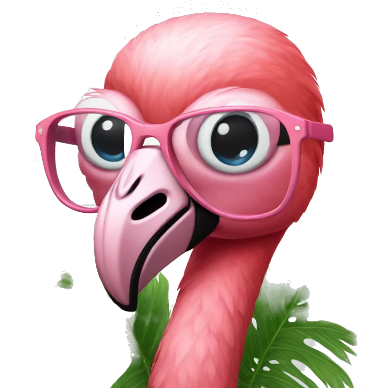 Flamingo with glasses emoji