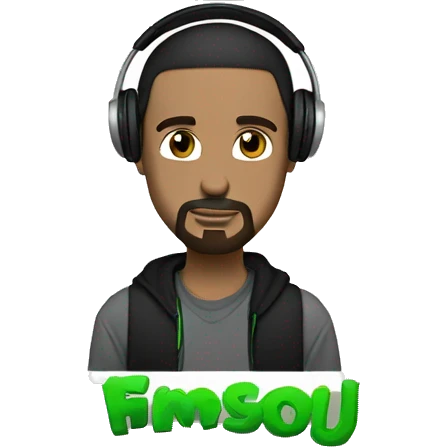 cool guy blue eyes brown hair headphones black goatee green backward snapback emoji