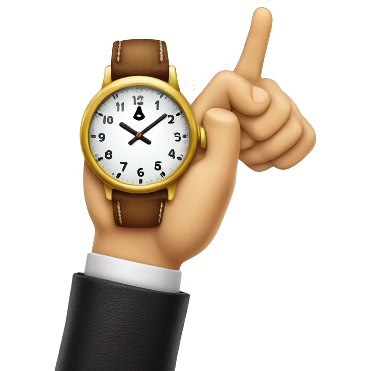 an index finger pointing at a wristwatch emoji