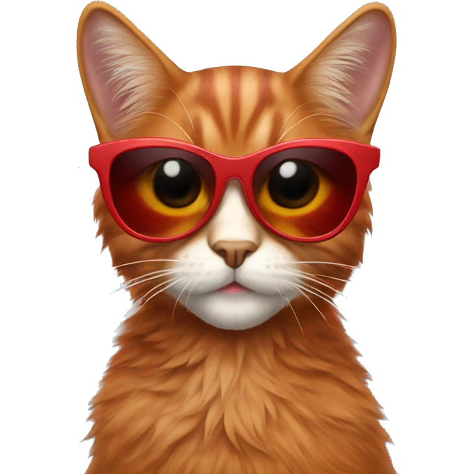 A red fur girl cat in sunglasses emoji