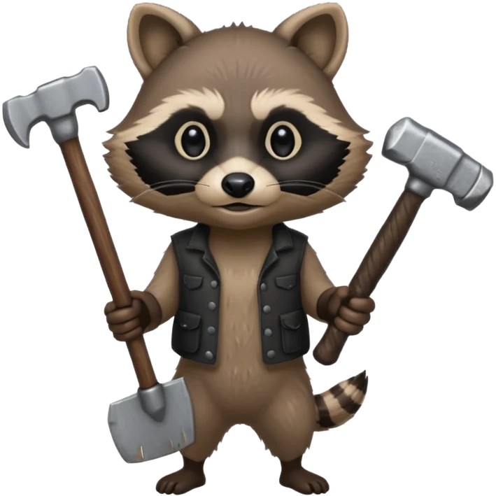 dirty blacksmith racoon holding hammer emoji