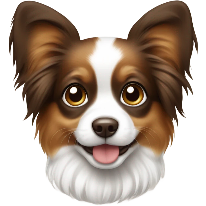 Cute papillon puppy brown and white  emoji