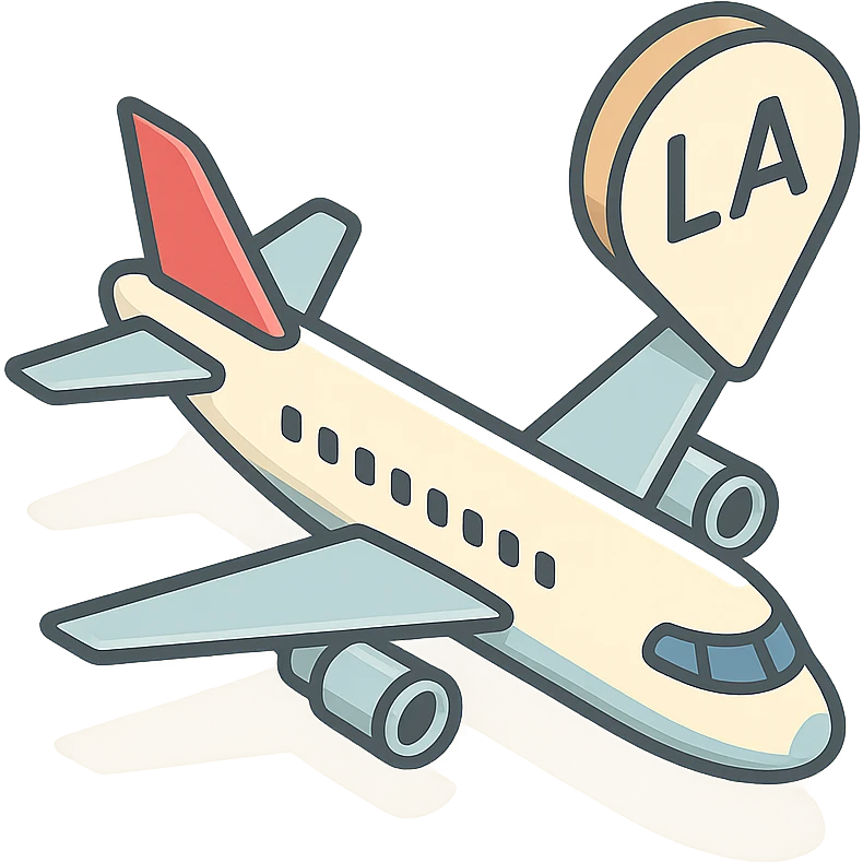 plane flying to L.A. emoji
