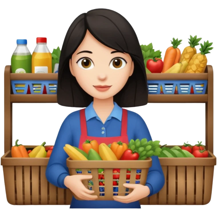 dark haired lady grocery shopping checkout emoji