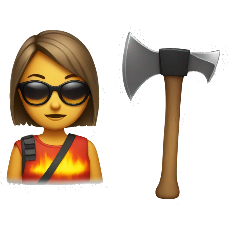 girl with sunglasses and with fire axe  emoji