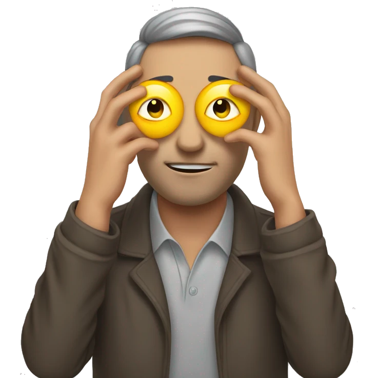 Man covering someone else eyes emoji
