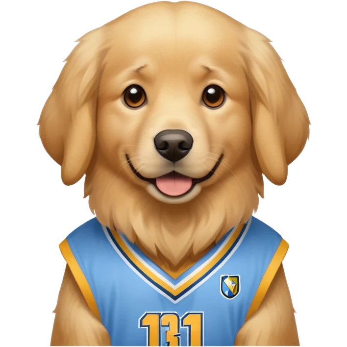 Golden Retriever with Denver Nuggets jersey emoji